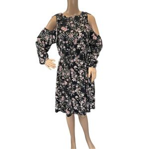 One One Six Dress Open Cold Shoulder and Open Back Floral Size M
